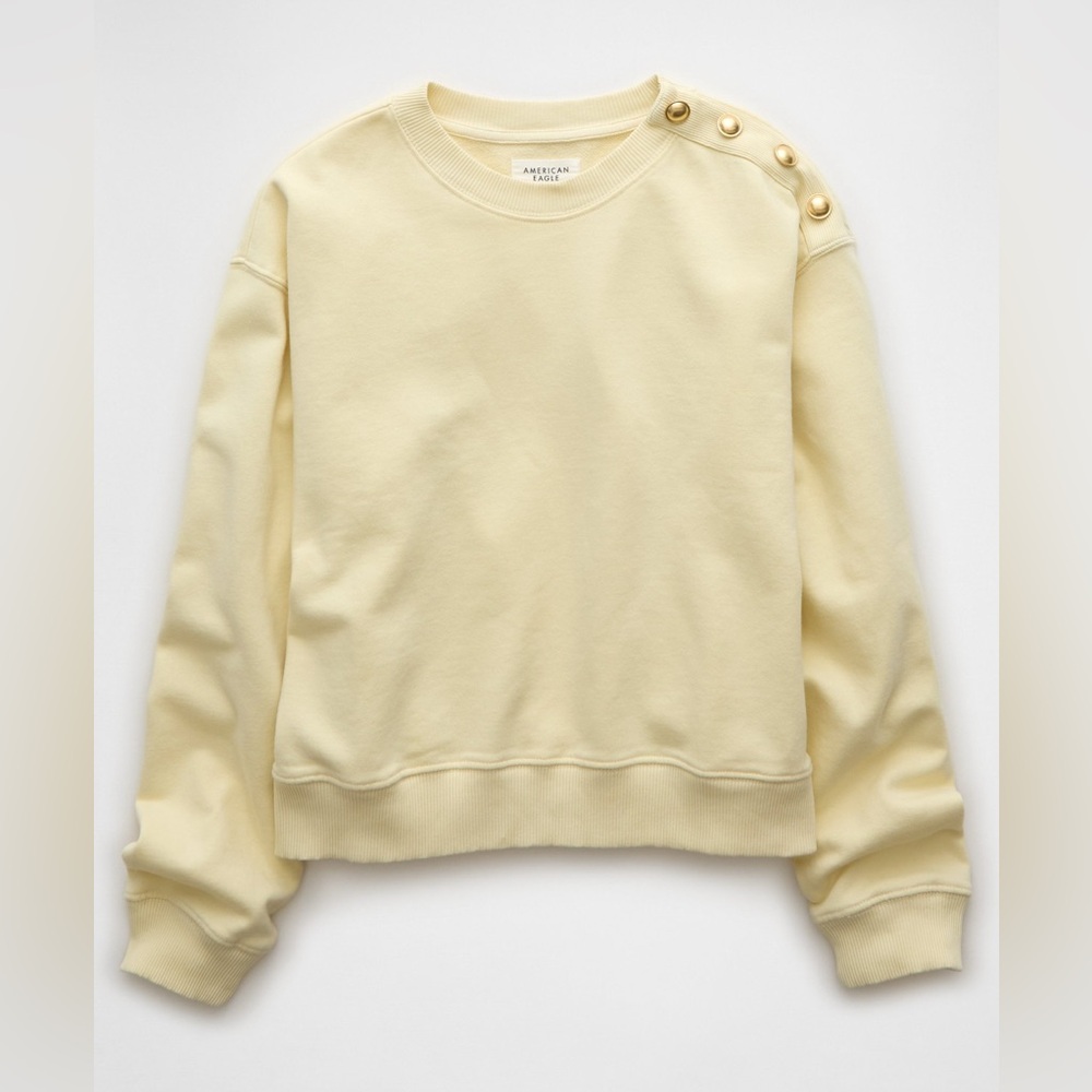 American Eagle Button Shoulder Crew Neck Sweatshi… - image 1